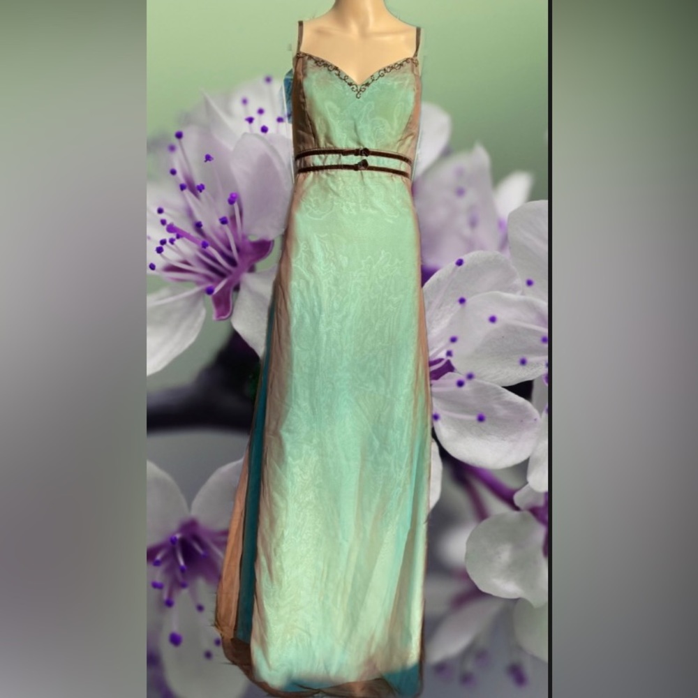 Y2K Green & Brown Fairycore Prom Dress
